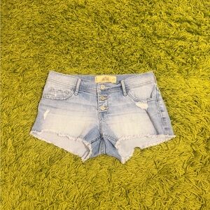 Hollister Light Blue Frayed Jean Shorts